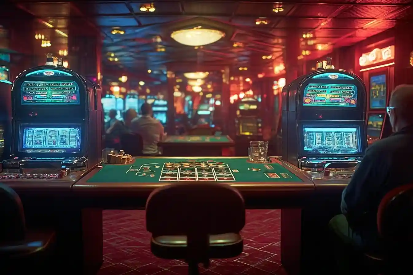 slot machine with dollar bills